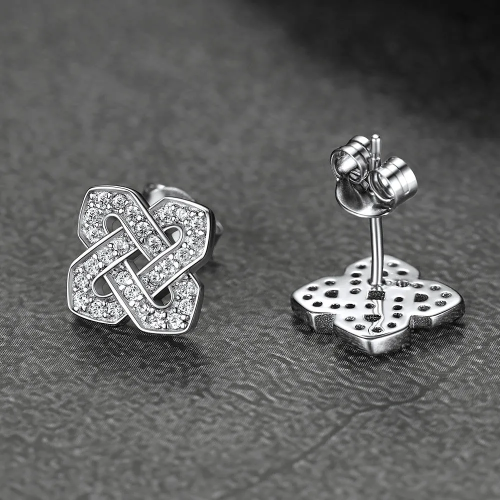 Cubic Zirconia Celtic Knot Earrings for Women in Silver sold by FaithHeart product image thumbnail 3
