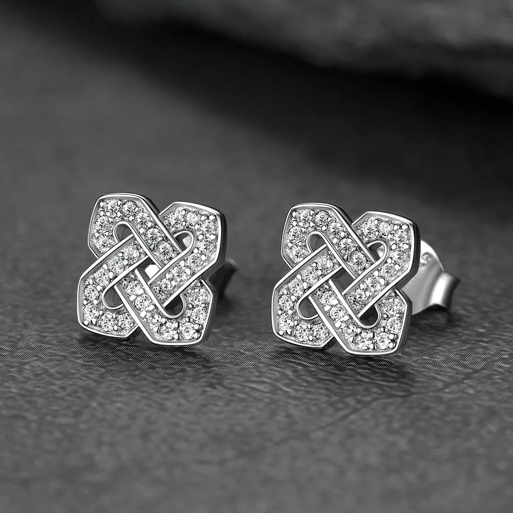 Cubic Zirconia Celtic Knot Earrings for Women in Silver sold by FaithHeart product image thumbnail 4