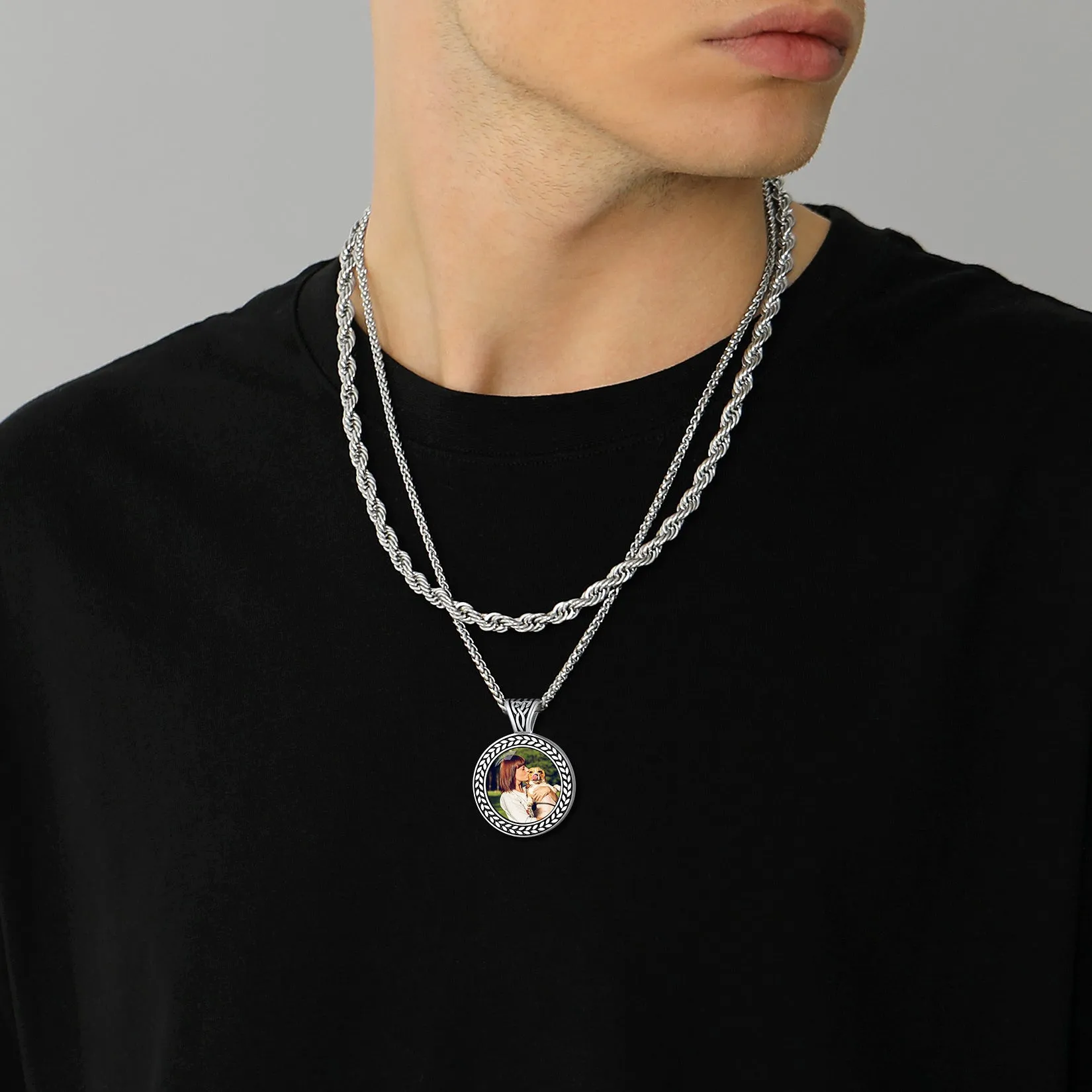 Personalized Pet Memorial Picture Necklace Pendant with Photo for Men Women sold by FaithHeart product image thumbnail 2