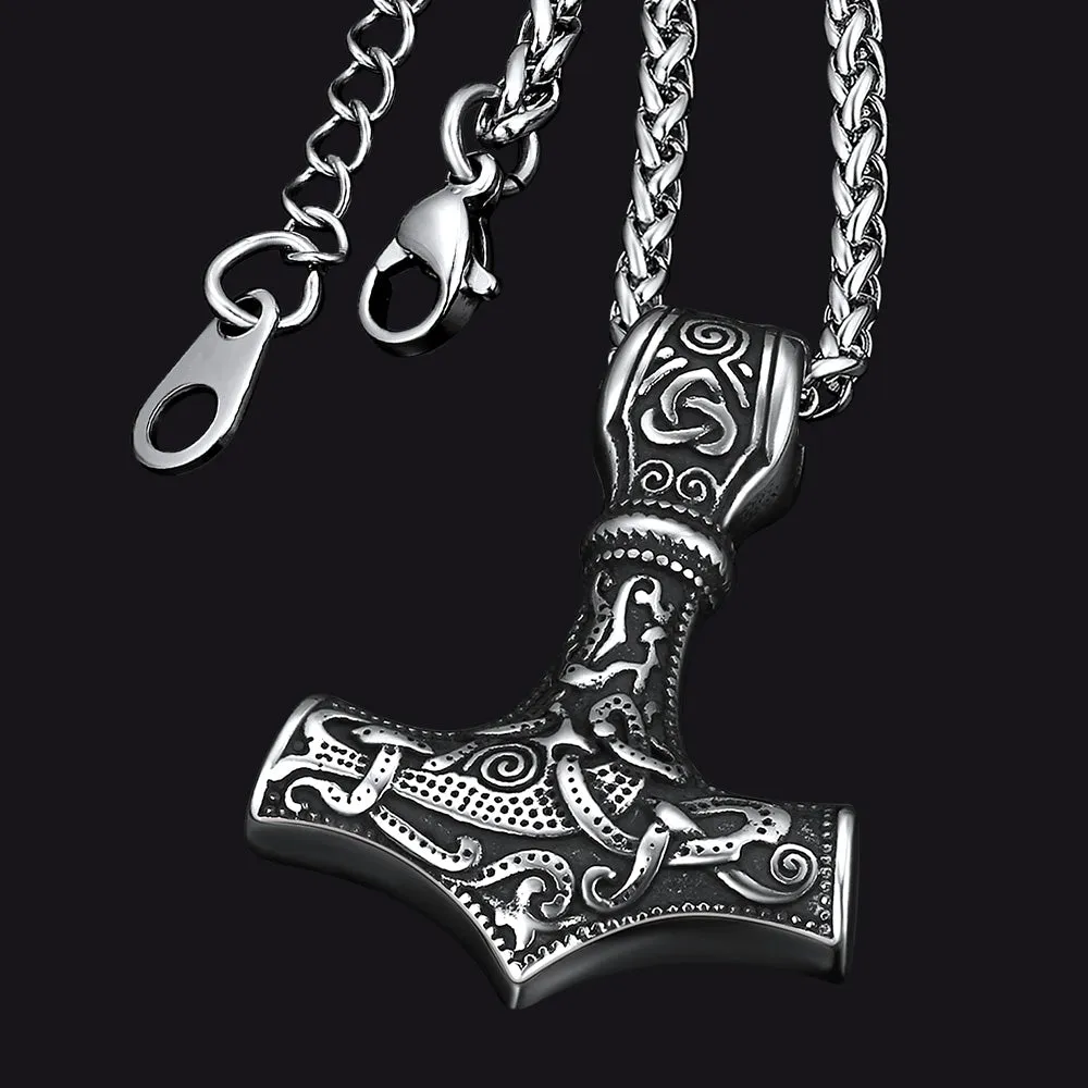 Norse Viking Thor's Hammer Necklace Mjolnir Pendant for Men sold by FaithHeart