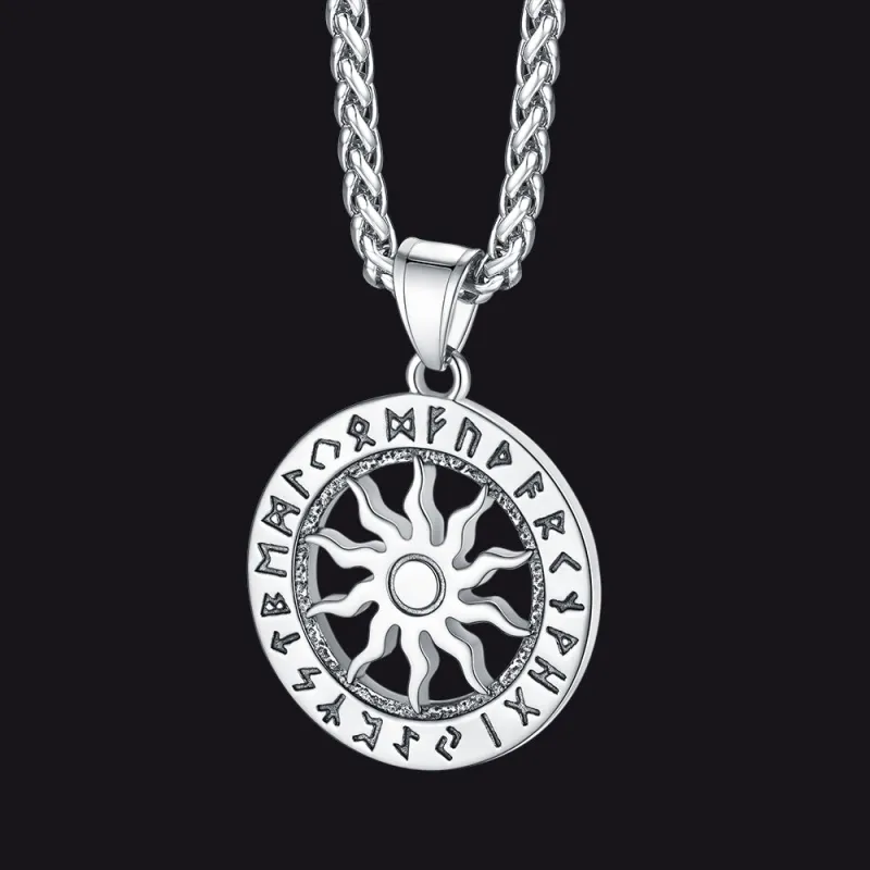 Viking Sun Wheel Rune Pendant Necklace for Men sold by FaithHeart