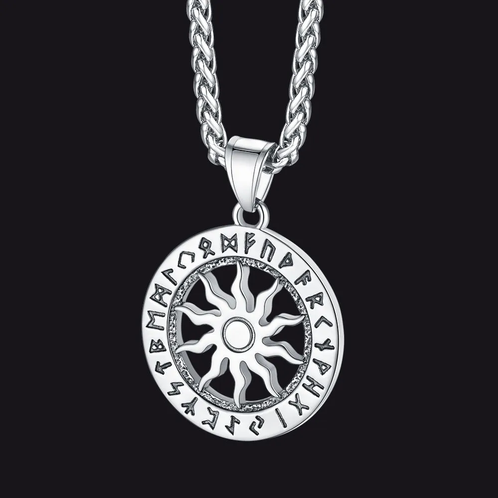 Viking Sun Wheel Rune Pendant Necklace for Men sold by FaithHeart