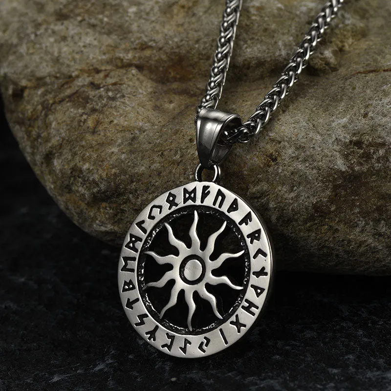Viking Sun Wheel Rune Pendant Necklace for Men sold by FaithHeart product image thumbnail 4