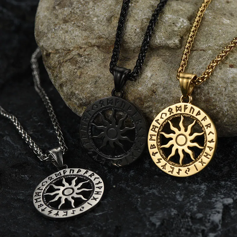 Viking Sun Wheel Rune Pendant Necklace for Men sold by FaithHeart product image thumbnail 3