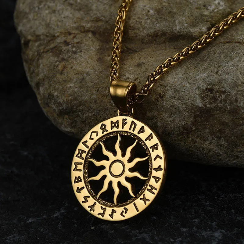 Viking Sun Wheel Rune Pendant Necklace for Men sold by FaithHeart product image thumbnail 5