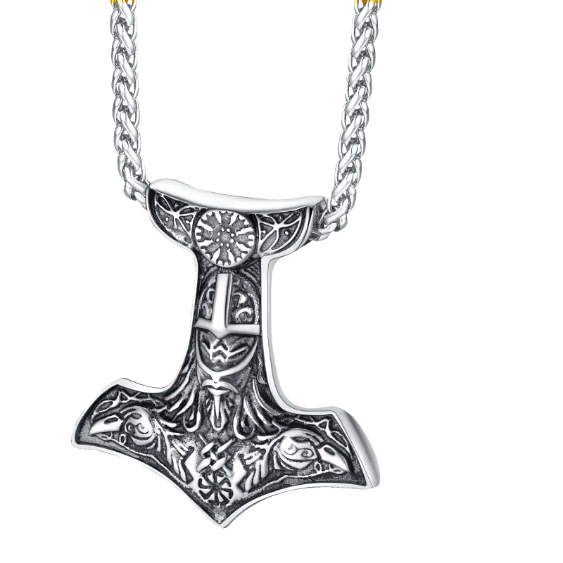 Viking Thor's Hammer Necklace Odin Mjolnir Pendant for Men sold by FaithHeart