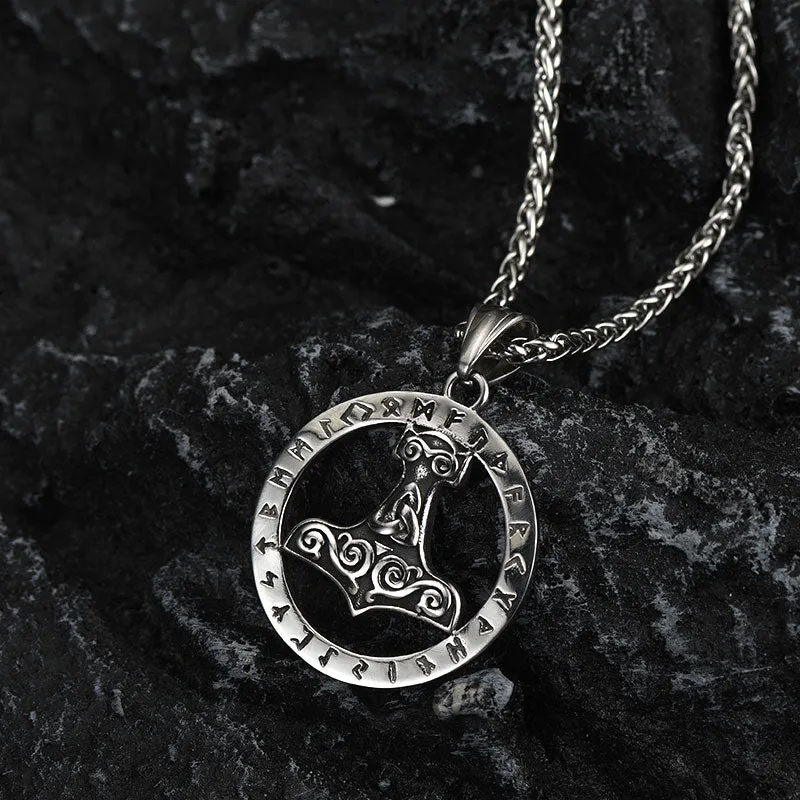 Viking Thor's Hammer Rune Pendant Necklace For Men sold by FaithHeart product image thumbnail 5