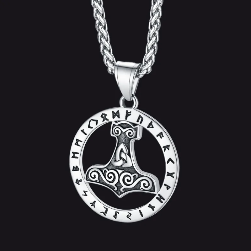 Viking Thor's Hammer Rune Pendant Necklace For Men sold by FaithHeart