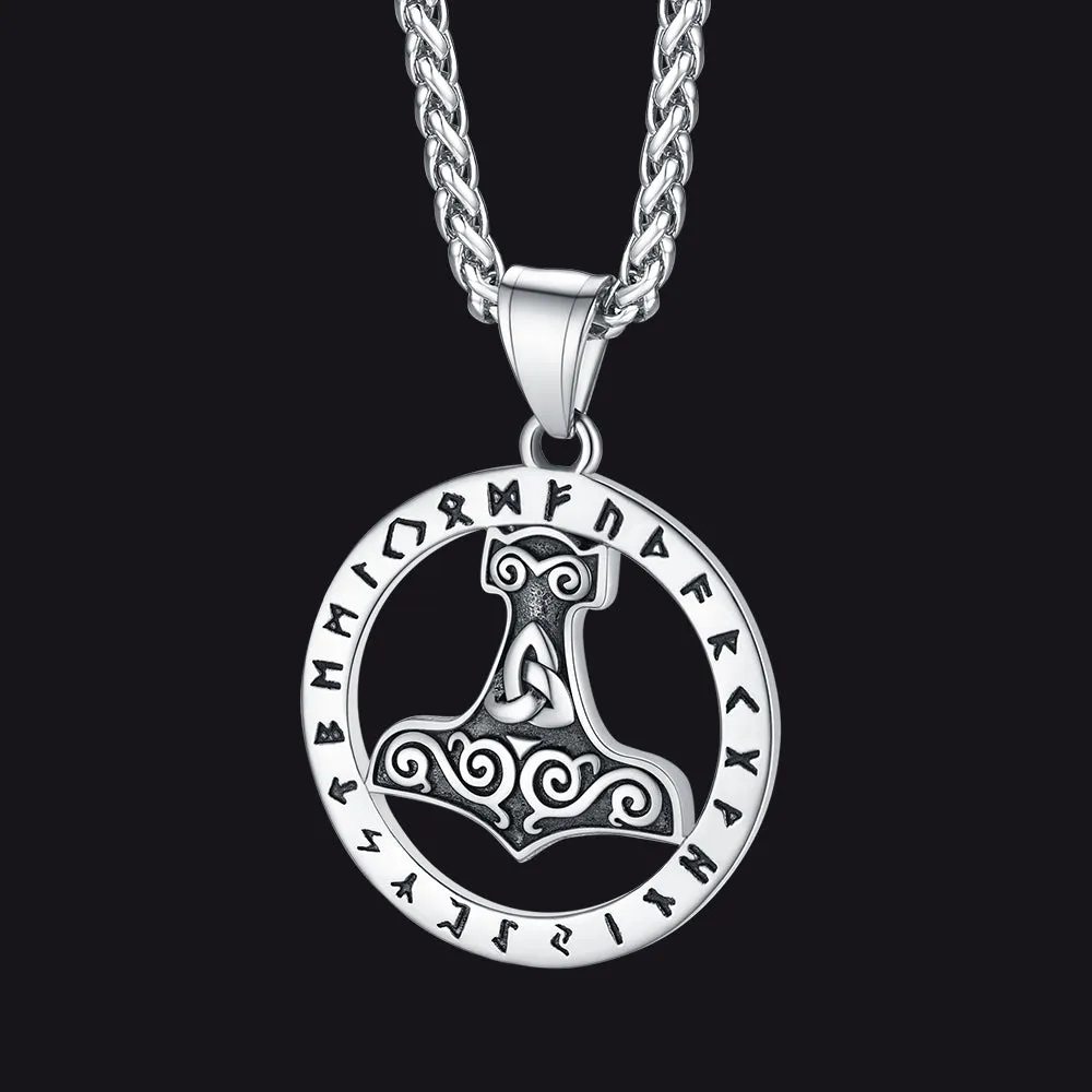 Viking Thor's Hammer Rune Pendant Necklace For Men sold by FaithHeart