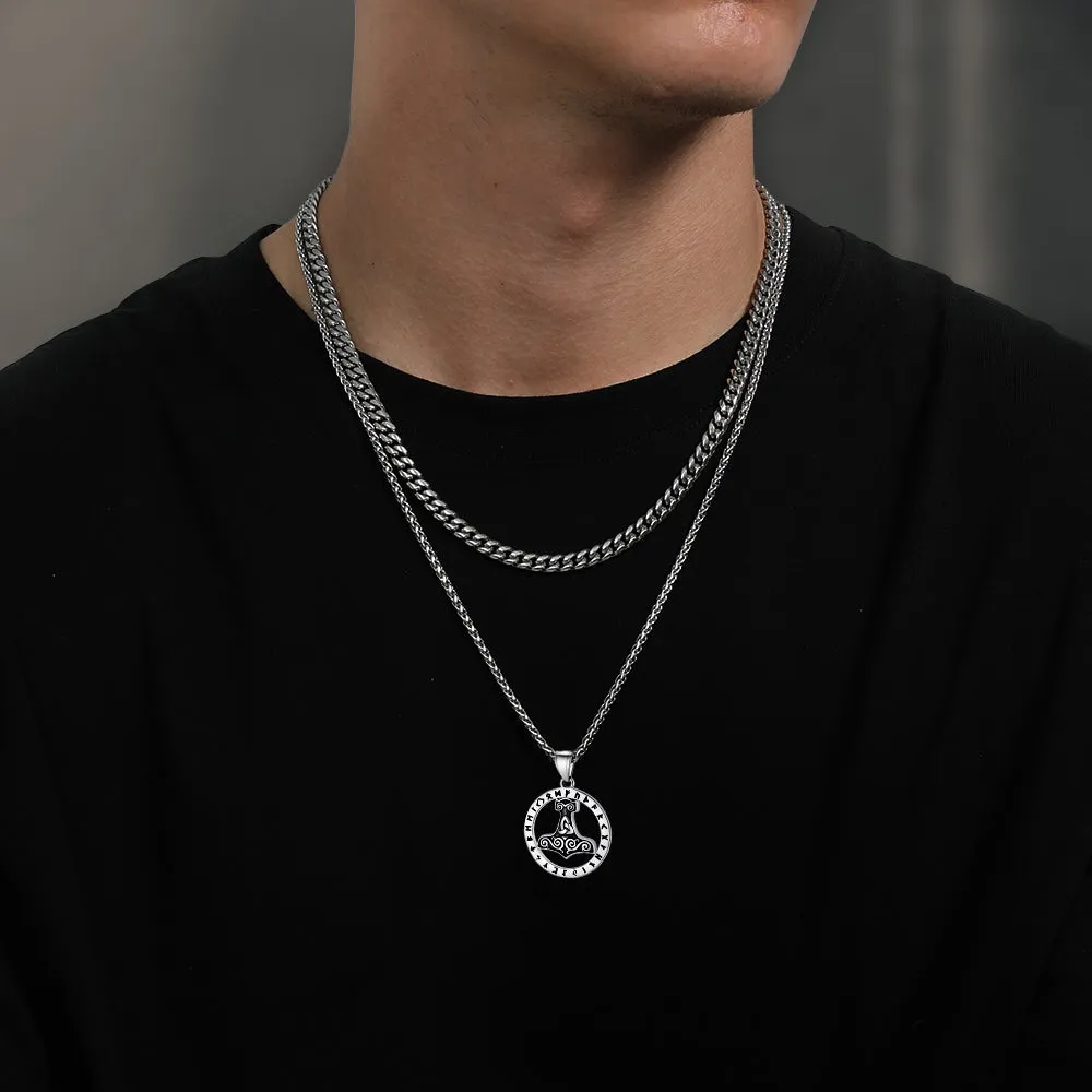 Viking Thor's Hammer Rune Pendant Necklace For Men sold by FaithHeart product image thumbnail 2
