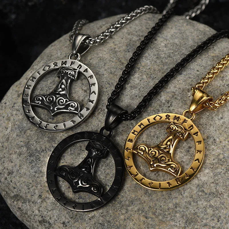 Viking Thor's Hammer Rune Pendant Necklace For Men sold by FaithHeart product image thumbnail 3
