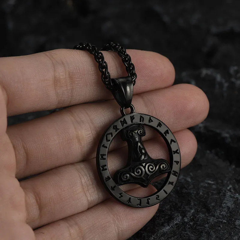 Viking Thor's Hammer Rune Pendant Necklace For Men sold by FaithHeart product image thumbnail 4