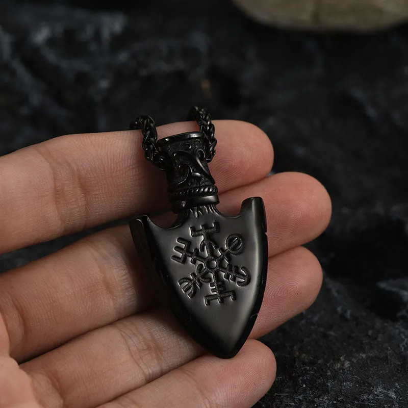 Viking Gungnir Pendant Necklace With Valknut & Compass for Men sold by FaithHeart product image thumbnail 5