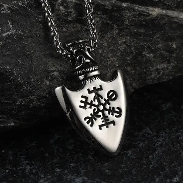 Viking Gungnir Pendant Necklace With Valknut & Compass for Men sold by FaithHeart product image thumbnail 2