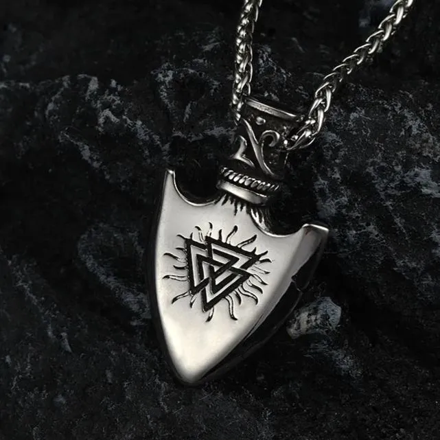 Viking Gungnir Pendant Necklace With Valknut & Compass for Men sold by FaithHeart product image thumbnail 4