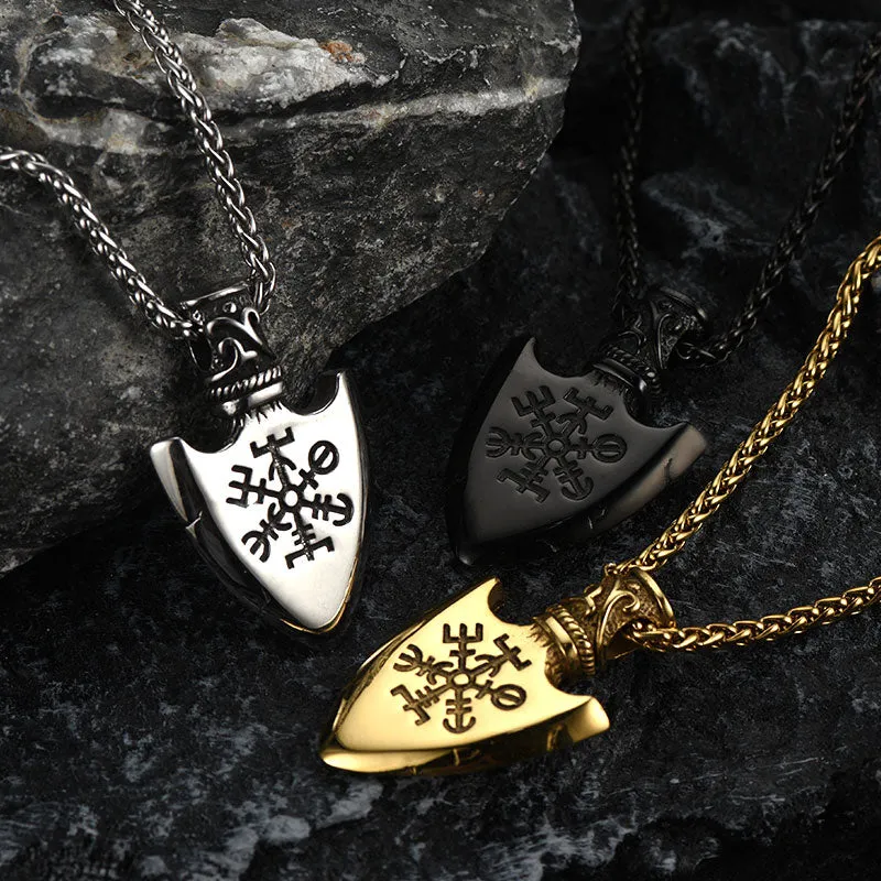 Viking Gungnir Pendant Necklace With Valknut & Compass for Men sold by FaithHeart product image thumbnail 3
