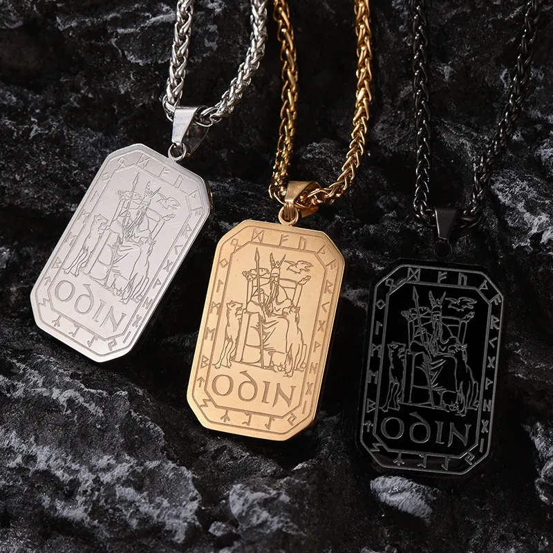 Viking Rune Odin Dog Tag Pendant Necklace for Men sold by FaithHeart product image thumbnail 4