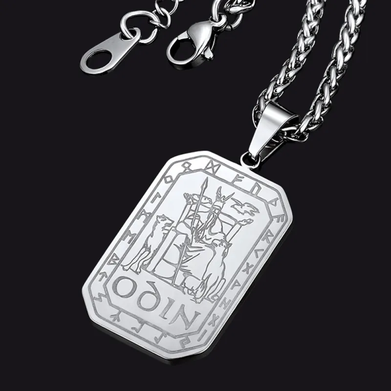 Viking Rune Odin Dog Tag Pendant Necklace for Men sold by FaithHeart