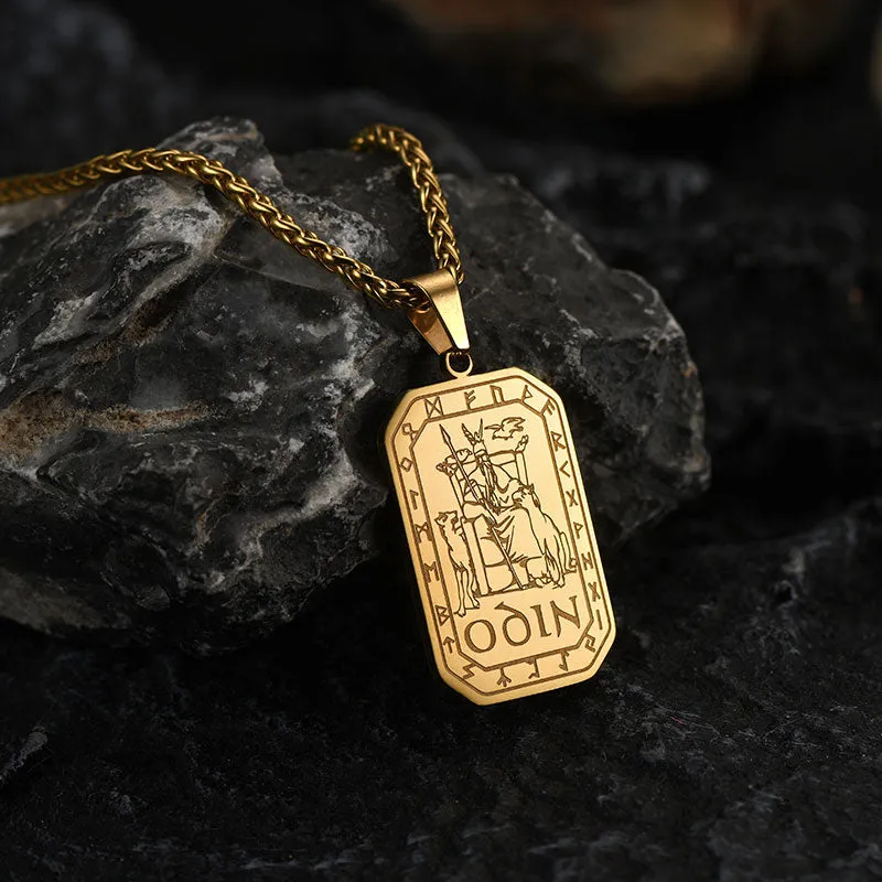 Viking Rune Odin Dog Tag Pendant Necklace for Men sold by FaithHeart product image thumbnail 3