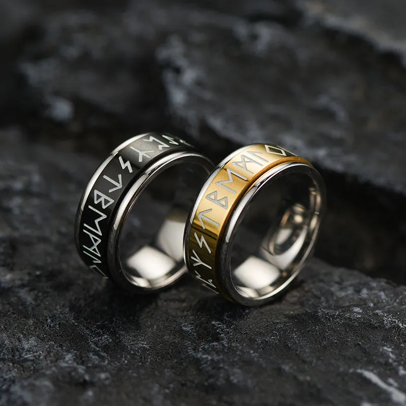 Viking Runes Fidget Anxiety Stainless Steel Ring for Men Couple sold by FaithHeart product image thumbnail 5