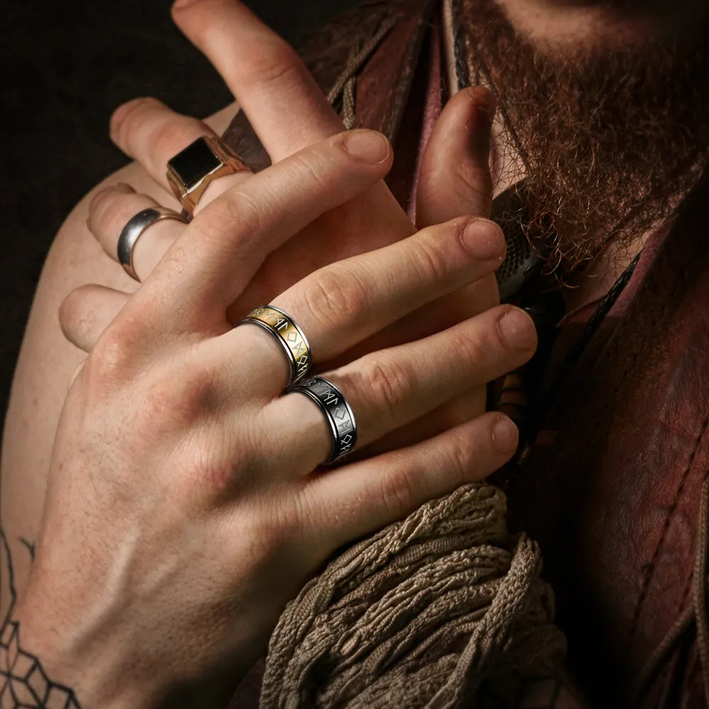 Viking Runes Fidget Anxiety Stainless Steel Ring for Men Couple sold by FaithHeart product image thumbnail 2