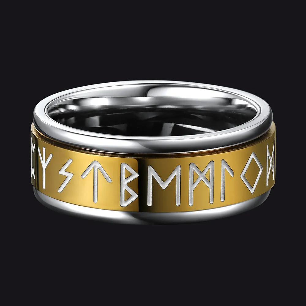 Viking Runes Fidget Anxiety Stainless Steel Ring for Men Couple sold by FaithHeart