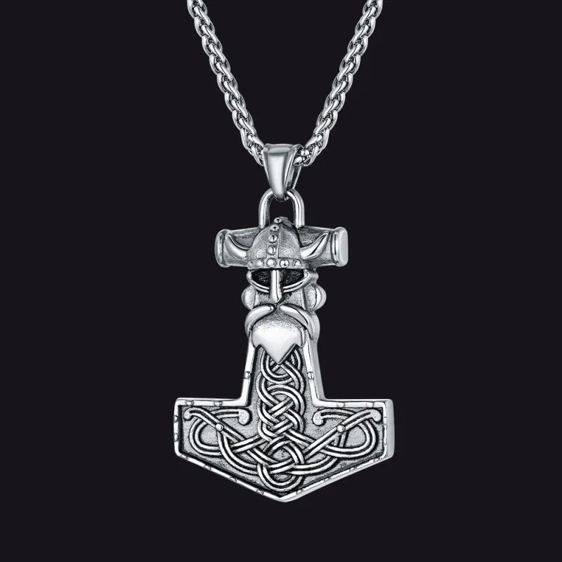 Viking Thor Hammer Necklace Odin Pendant For Men sold by FaithHeart