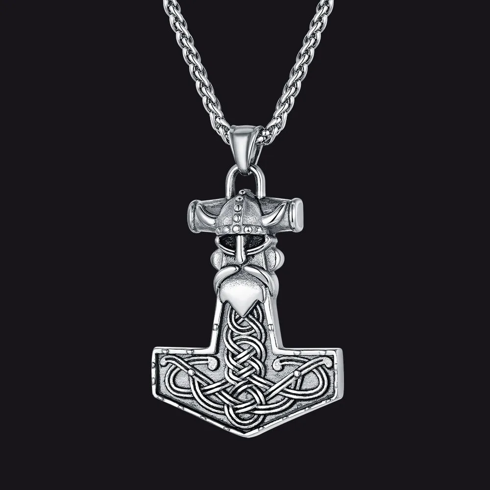 Viking Mjolnir Thor Hammer Necklace Odin Pendant For Men sold by FaithHeart