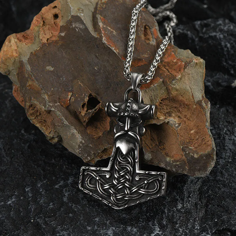 Viking Mjolnir Thor Hammer Necklace Odin Pendant For Men sold by FaithHeart product image thumbnail 3