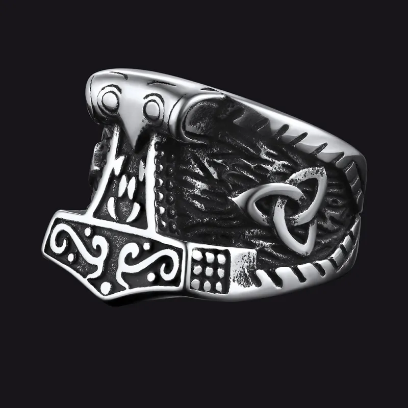 Viking Mjolnir Signet Ring Thor's Hammer Ring for Men sold by FaithHeart
