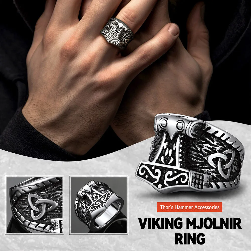 Viking Mjolnir Signet Ring Thor's Hammer Ring for Men sold by FaithHeart product image thumbnail 4