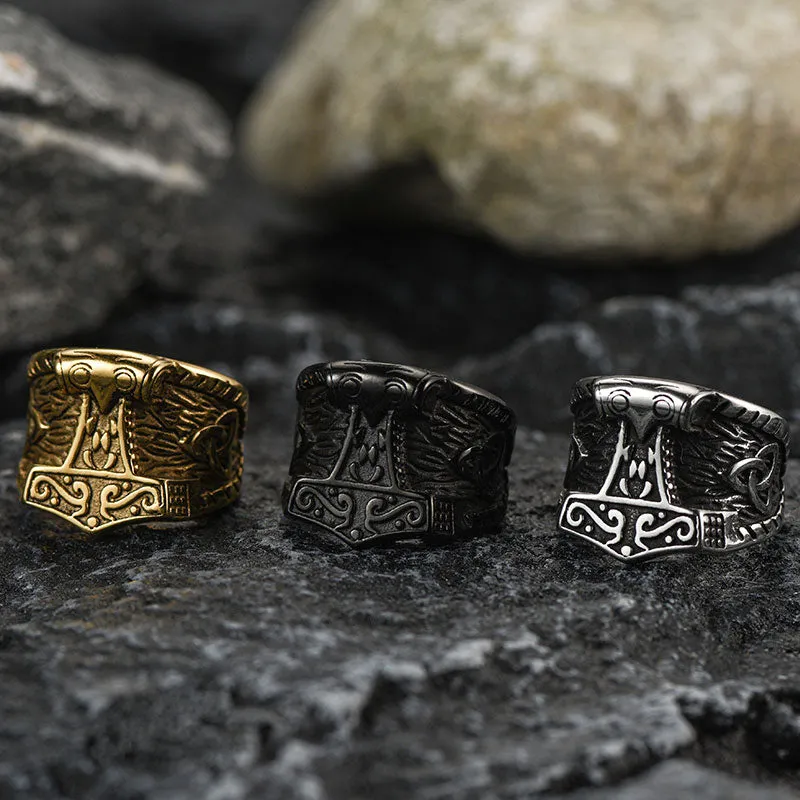 Viking Mjolnir Signet Ring Thor's Hammer Ring for Men sold by FaithHeart product image thumbnail 5