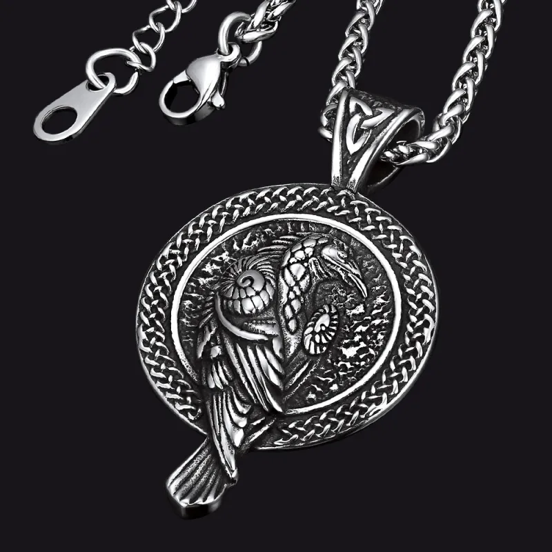 Viking Odin's Raven Pendant Necklace for Men sold by FaithHeart