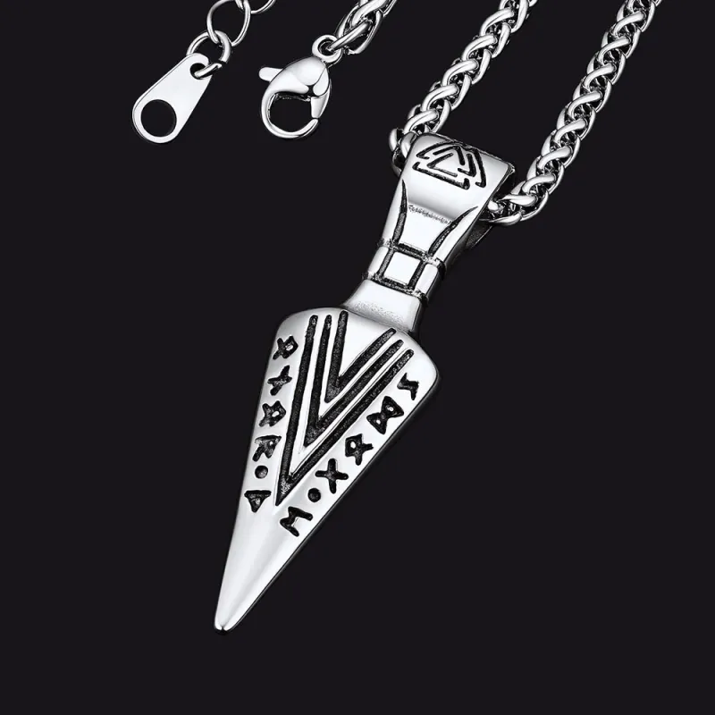 Viking Odin Gungnir Sword Necklace with Runes For Men sold by FaithHeart