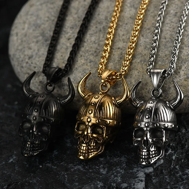 Viking Helmet Skull Pendant Necklace For Men sold by FaithHeart product image thumbnail 3