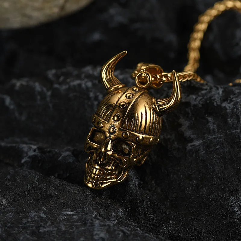 Viking Helmet Skull Pendant Necklace For Men sold by FaithHeart product image thumbnail 4