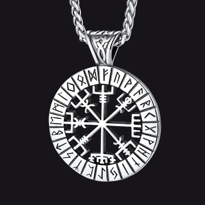 Viking Runes Vegvisir Compass Necklace Pendant For Men sold by FaithHeart