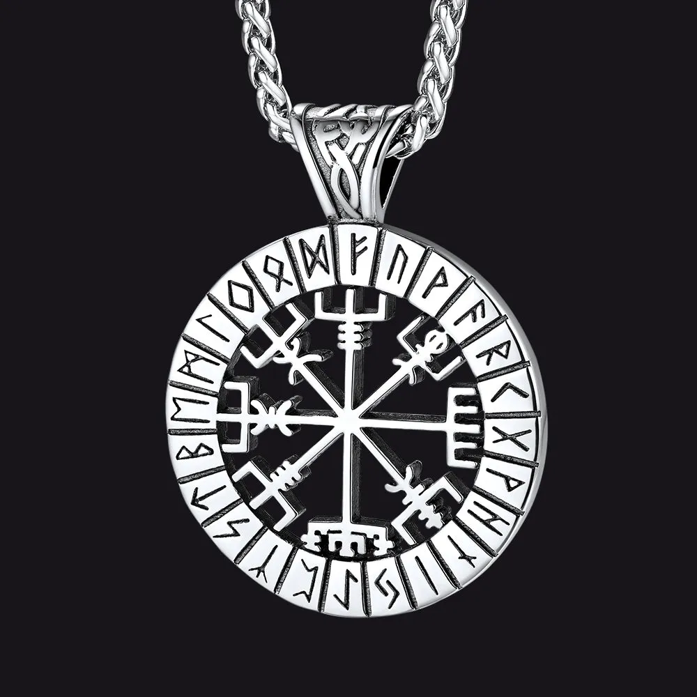 Viking Runes Vegvisir Compass Necklace Pendant For Men sold by FaithHeart