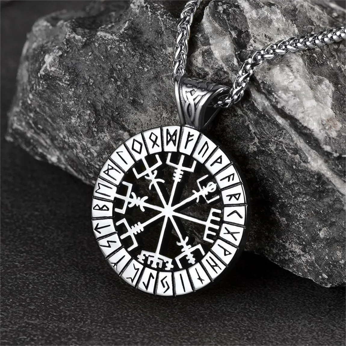 Viking Runes Vegvisir Compass Necklace Pendant For Men sold by FaithHeart product image thumbnail 4