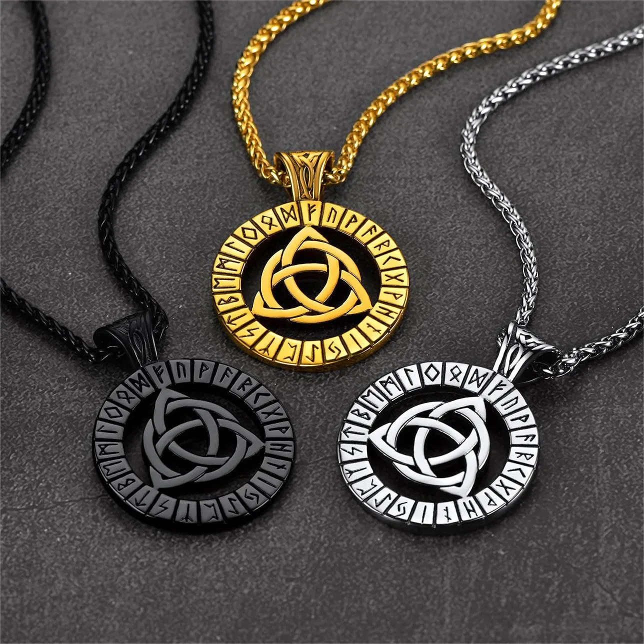 Celtic Knot Necklace with Viking Runes for Men sold by FaithHeart product image thumbnail 2