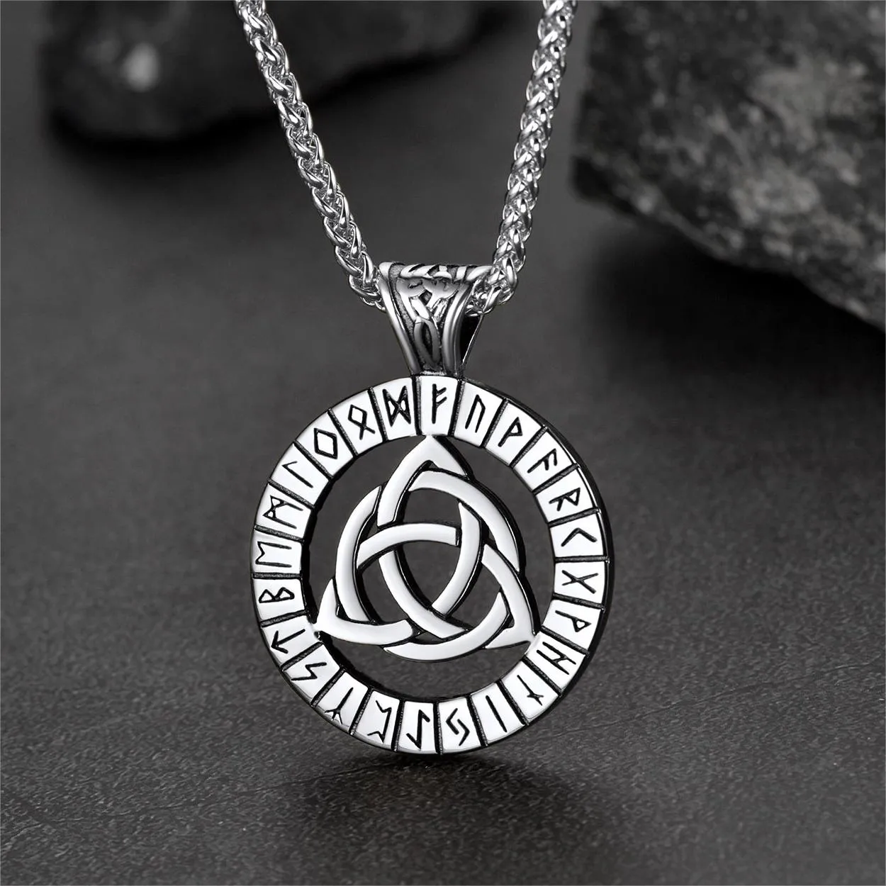 Celtic Knot Necklace with Viking Runes for Men sold by FaithHeart product image thumbnail 4
