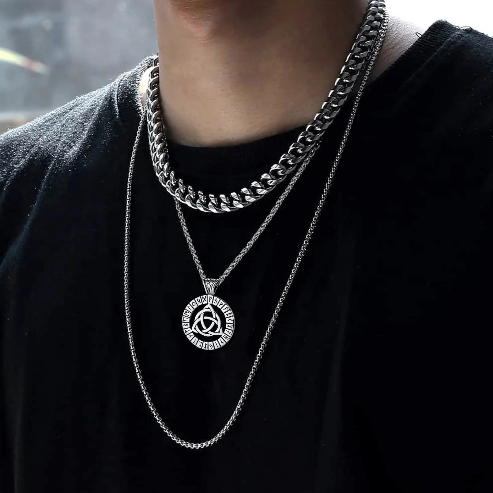 Celtic Knot Necklace with Viking Runes for Men sold by FaithHeart product image thumbnail 3