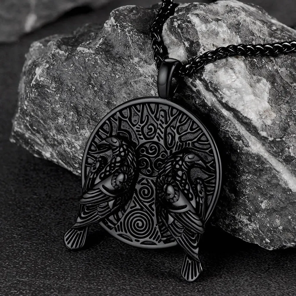 Viking Huginn And Muninn Ravens Coin Necklace For Men sold by FaithHeart product image thumbnail 4