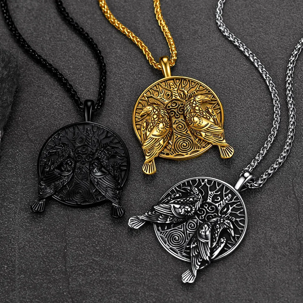 Viking Huginn And Muninn Ravens Coin Necklace For Men sold by FaithHeart product image thumbnail 2