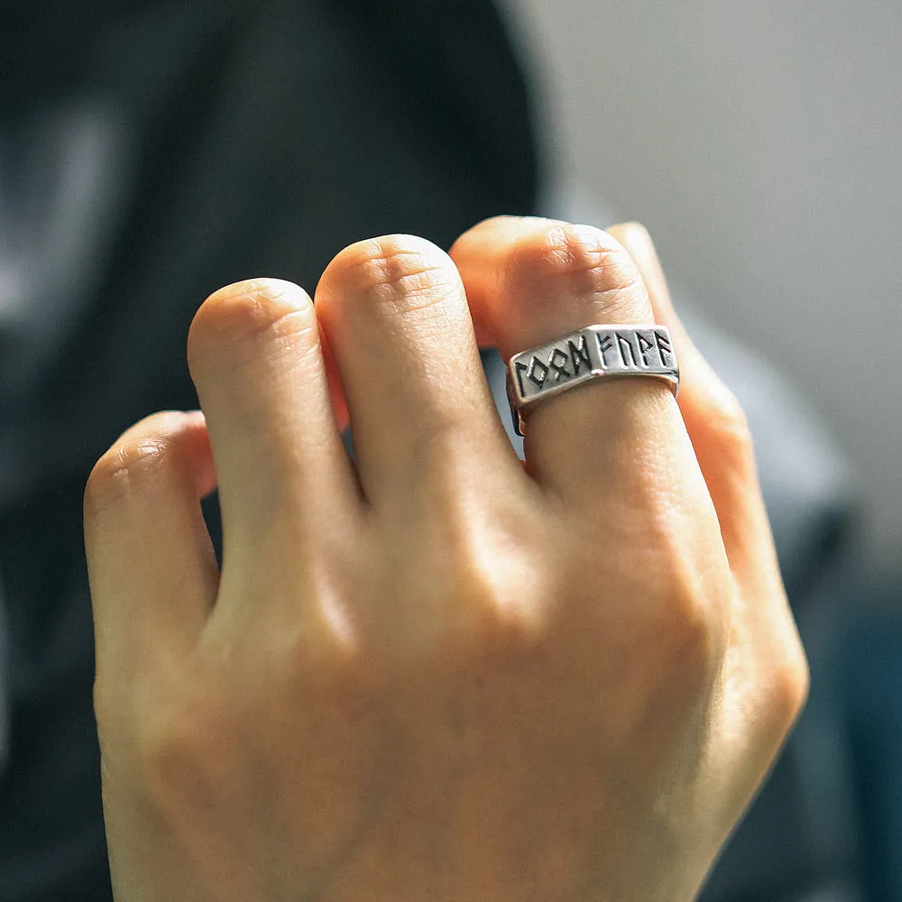 Norse Viking Hexagon Runes Band Ring For Men sold by FaithHeart product image thumbnail 3