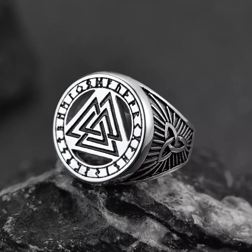 Viking Rune Valknut Signet Ring With Celtic Knot sold by FaithHeart product image thumbnail 3