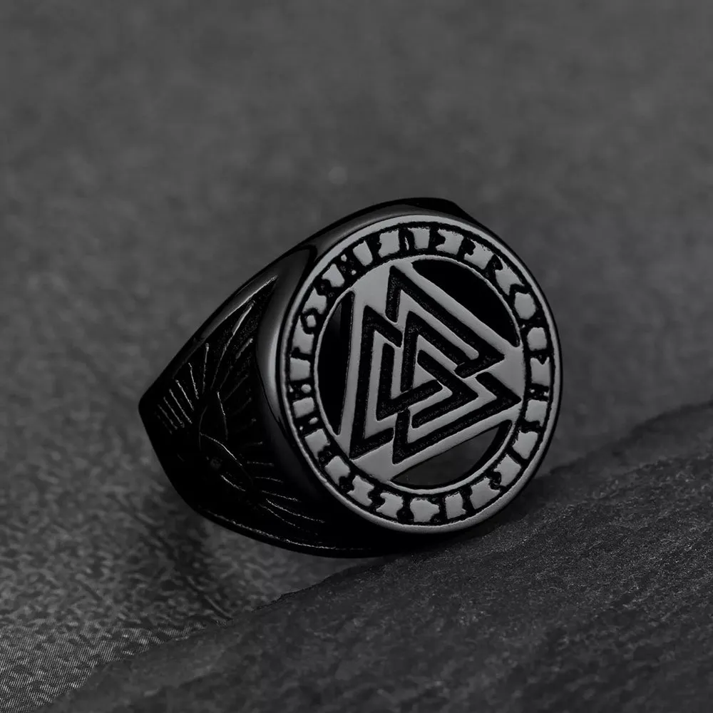 Viking Rune Valknut Signet Ring With Celtic Knot sold by FaithHeart product image thumbnail 4
