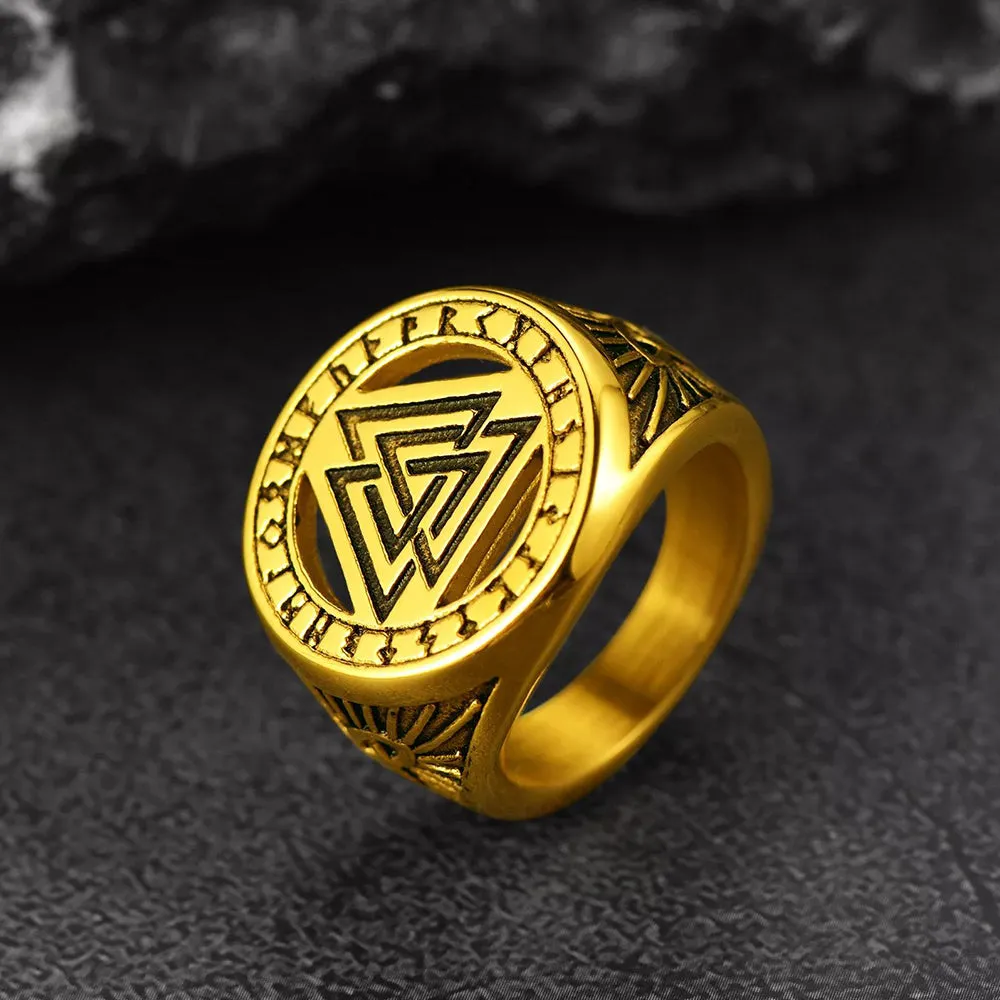 Viking Rune Valknut Signet Ring With Celtic Knot sold by FaithHeart product image thumbnail 5