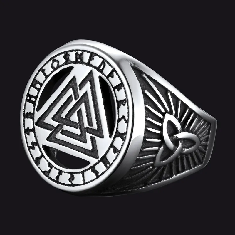 Viking Rune Valknut Signet Ring With Celtic Knot sold by FaithHeart