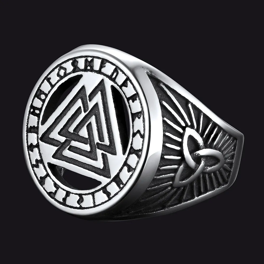 Viking Rune Valknut Signet Ring With Celtic Knot sold by FaithHeart